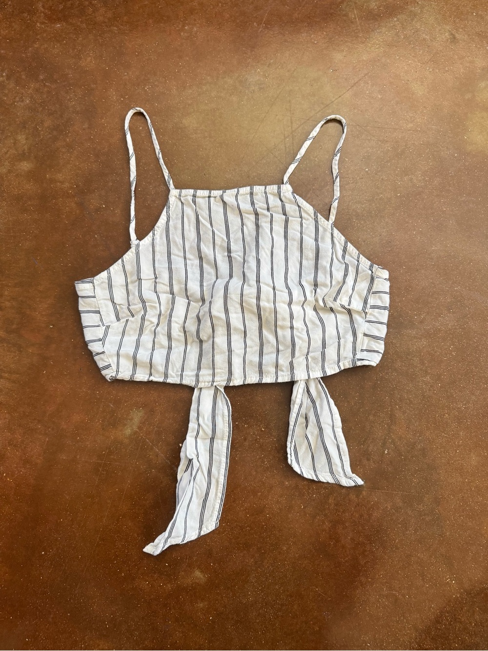 Striped Tie-Back Crop Top - White & Navy Lottie Moss Size XSmall